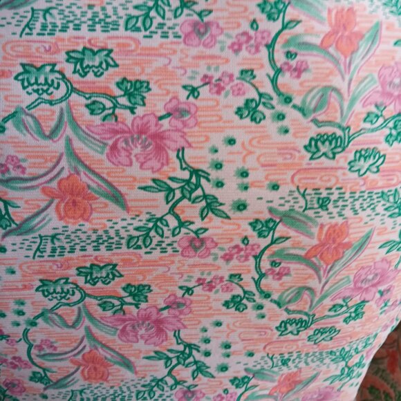Vintage 80s SIngle Stitch Small Floral LS Polyester Thin Stretch Womens Top - Picture 5 of 5